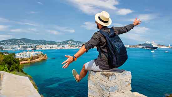 Tourist on a coastal city in croatia