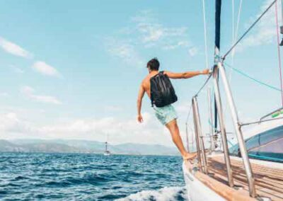 Traveler enjoying a sailing adventure on the open sea